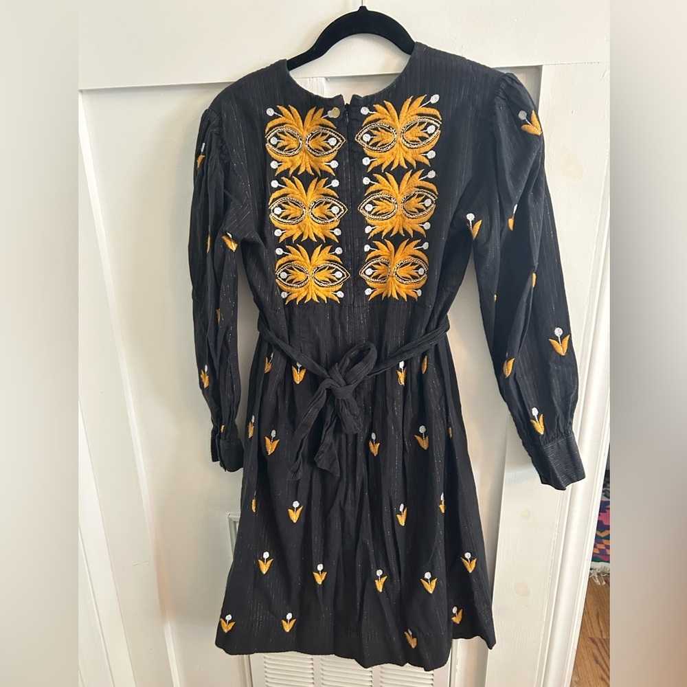 ANTIK BATIK embroidered metallic block print mini dress - Picture 7 of 8